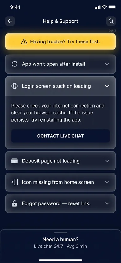 9AU app — common issues & fixes – 9AU